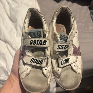 Golden Goose Kids White Sneakers with Pink Glitter Star Accents